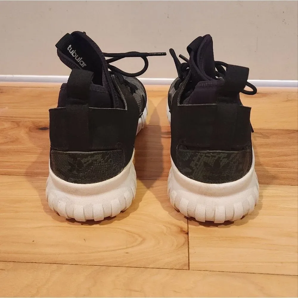 Adidas Tubular Snakeskin black and green sneakers size 6.5